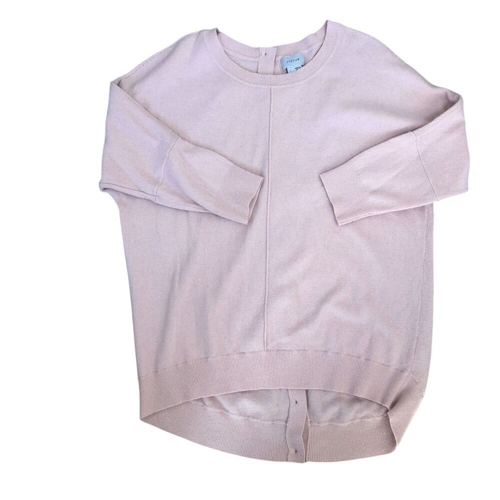 Jigsaw Soft Blush Pink Cozy Soft Lambswool Blend Sweater Button Back Sz L